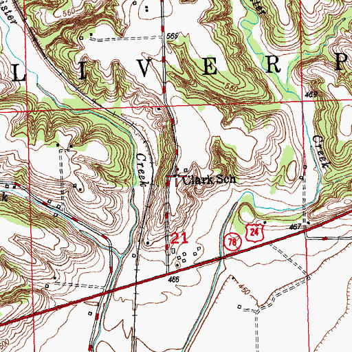 Topographic Map of Clark School (historical), IL