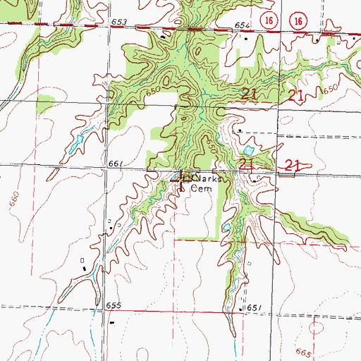 Topographic Map of Clark Family Cemetery, IL