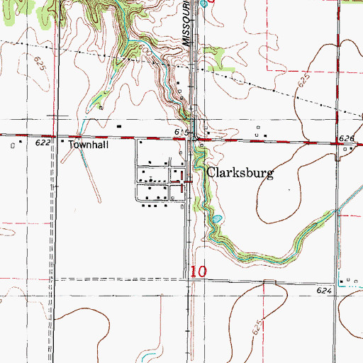 Topographic Map of Clarksburg, IL