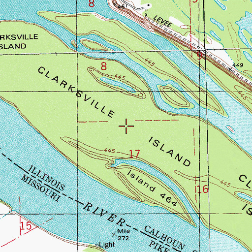 Topographic Map of Clarksville Island, IL