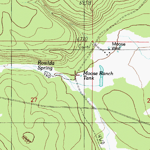 Topographic Map of Moose Ranch Tank, AZ