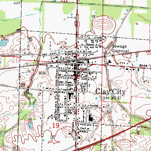 Topographic Map of Clay City, IL