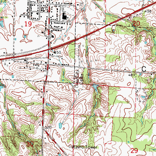Topographic Map of Clay City Cemetery, IL