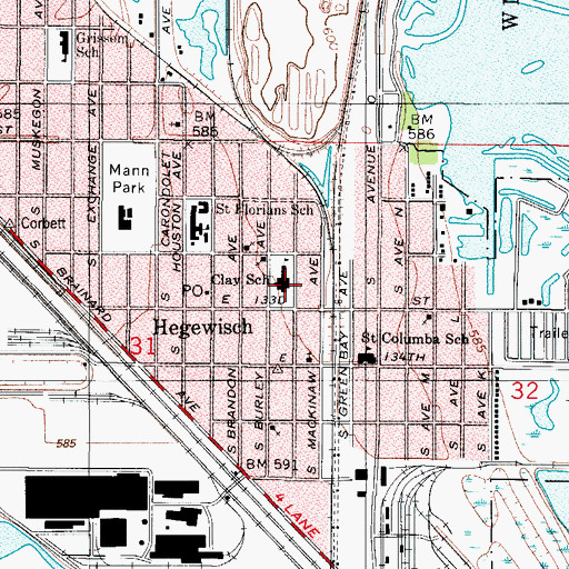 Topographic Map of Clay Elementary School, IL