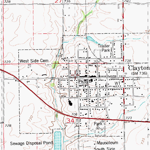 Topographic Map of Clayton, IL