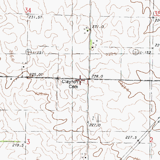Topographic Map of Clayton Cemetery, IL