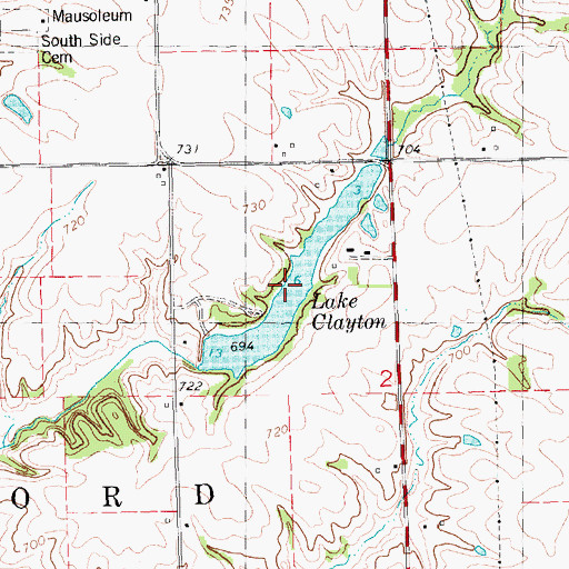 Topographic Map of Lake Clayton, IL
