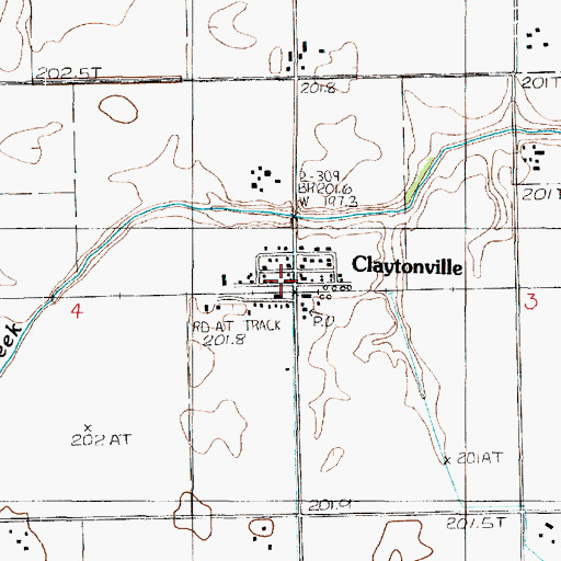 Topographic Map of Claytonville, IL