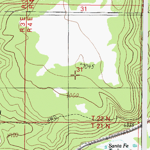 Topographic Map of Santa Fe Tank, AZ