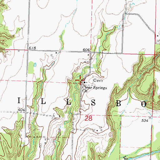 Topographic Map of Clear Springs Church, IL