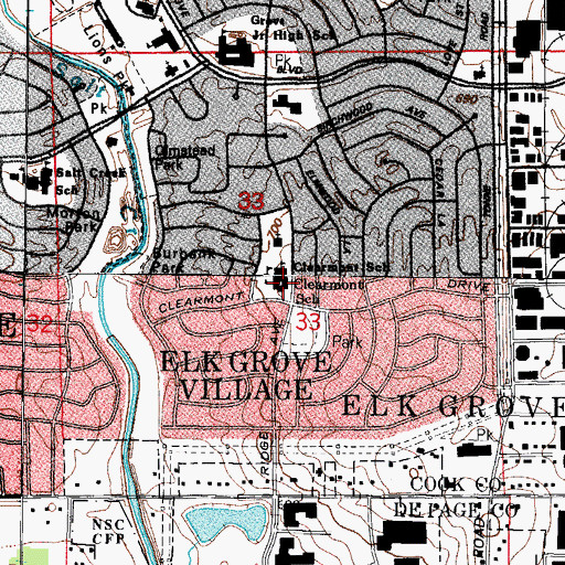 Topographic Map of Clearmont Elementary School, IL