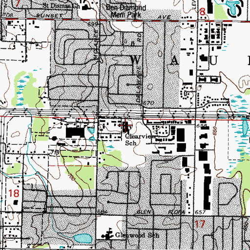 Topographic Map of Clearview Elementary School, IL