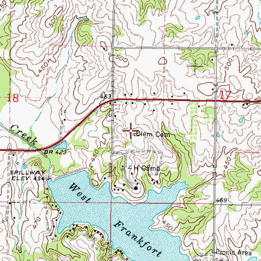 Topographic Map of Clem Cemetery, IL