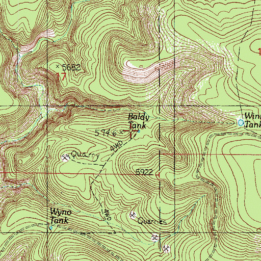 Topographic Map of Baldy Tank, AZ