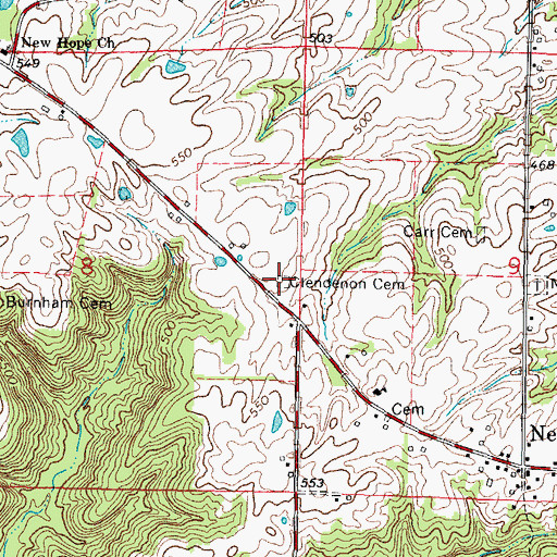 Topographic Map of Clendenon Cemetery, IL