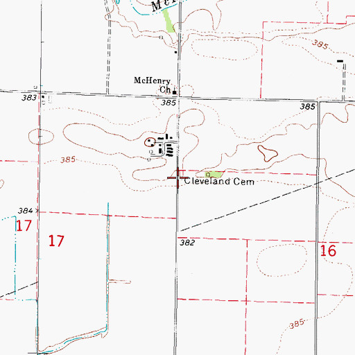Topographic Map of Cleveland Cemetery, IL