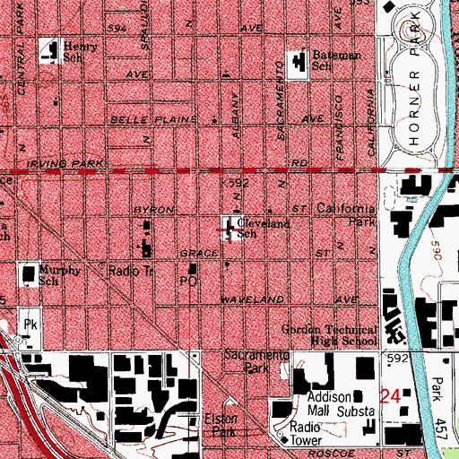 Topographic Map of Cleveland Elementary School, IL