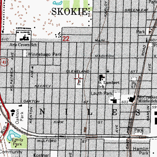 Topographic Map of Cleveland School, IL