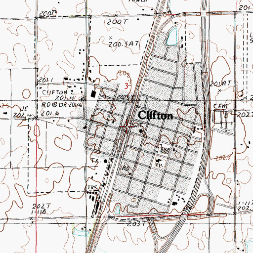 Topographic Map of Clifton, IL