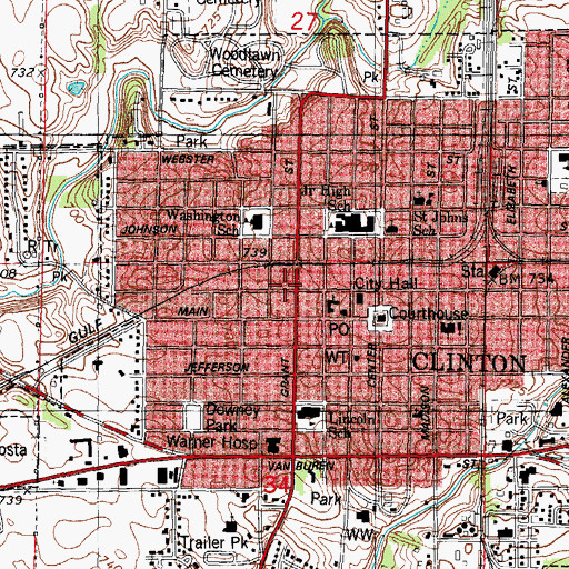 Topographic Map of Clinton, IL