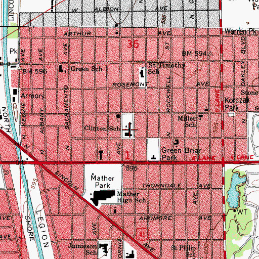 Topographic Map of Clinton Elementary School, IL