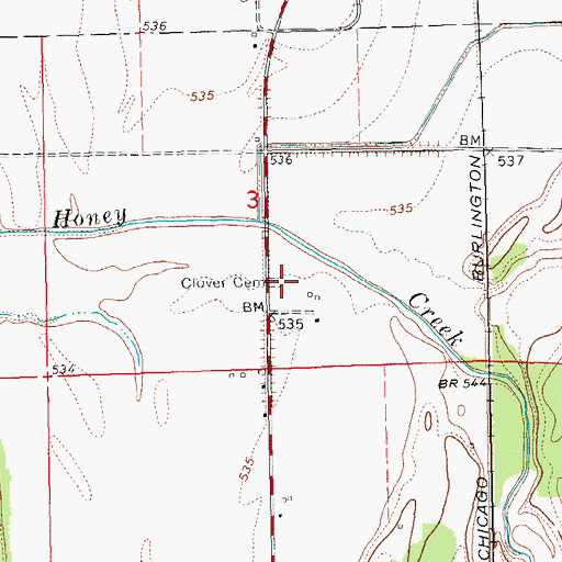 Topographic Map of Clover Cemetery, IL
