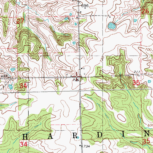 Topographic Map of Clover School (historical), IL