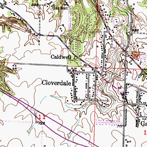 Topographic Map of Cloverdale, IL