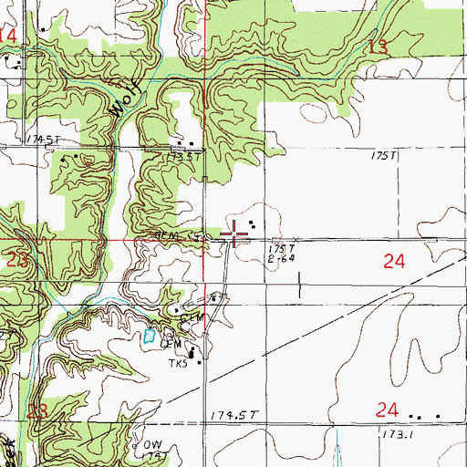 Topographic Map of Coad School (historical), IL