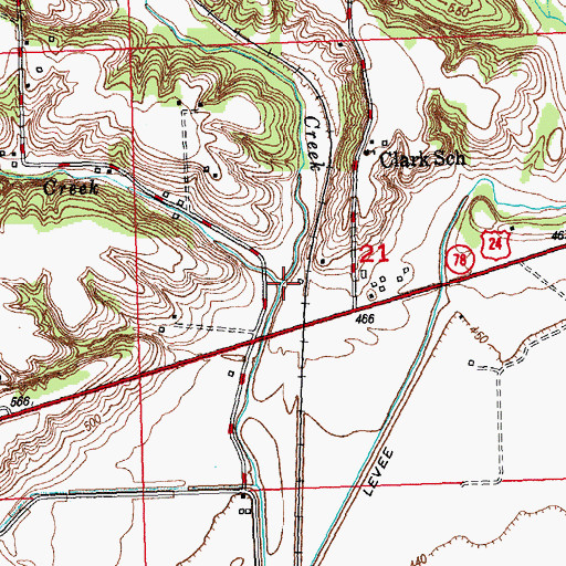 Topographic Map of Coal Creek, IL