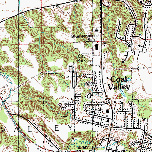 Topographic Map of Coal Valley Cemetery, IL