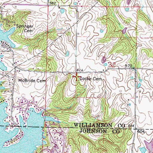 Topographic Map of Cocke Cemetery, IL