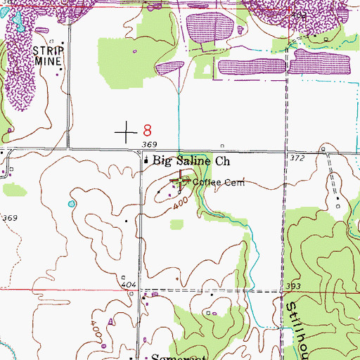 Topographic Map of Big Saline Church Cemetery, IL