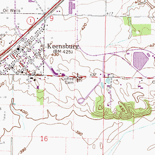 Topographic Map of Coffee Cemetery, IL