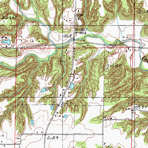 Topographic Map of Coffeeville Church, IL