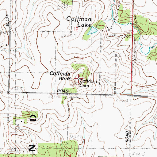 Topographic Map of Coffman Bluff, IL