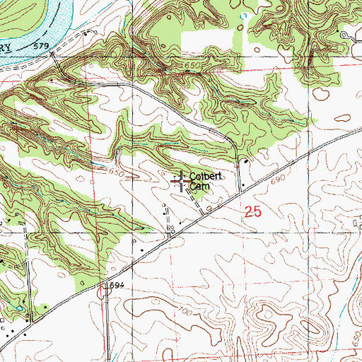 Topographic Map of Colbert Cemetery, IL