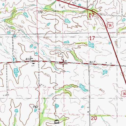 Topographic Map of Coldwater School (historical), IL