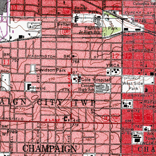 Topographic Map of Cole Hospital, IL