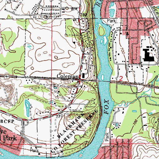 Topographic Map of Coleman, IL