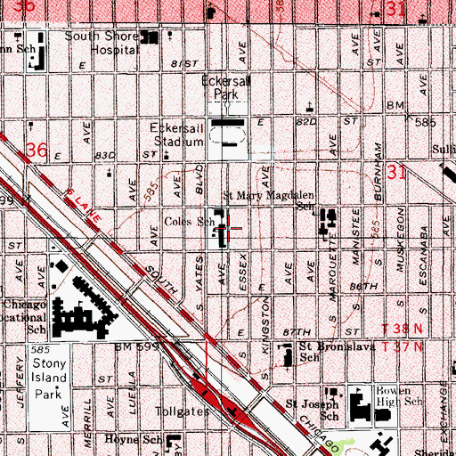 Topographic Map of Coles Elementary School, IL