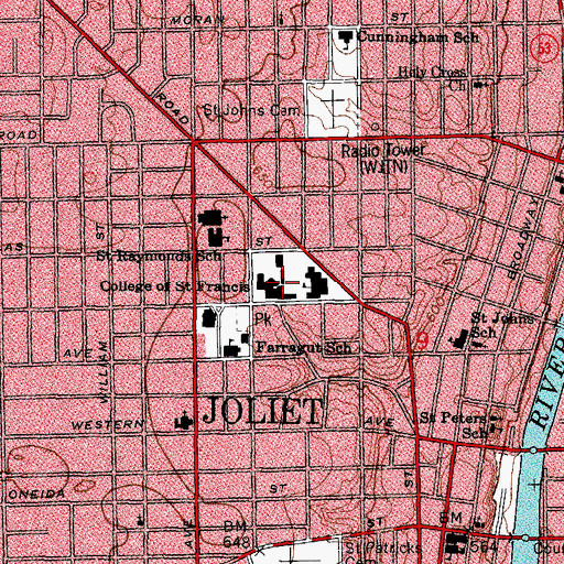 Topographic Map of University of Saint Francis, IL