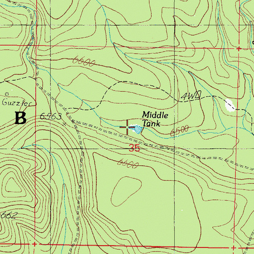 Topographic Map of Middle Tank, AZ