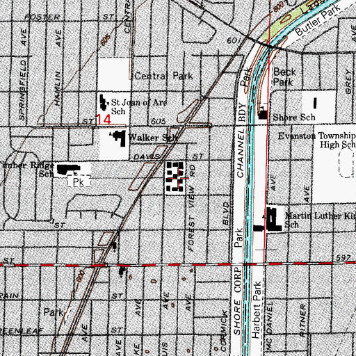 Topographic Map of College Hill School, IL