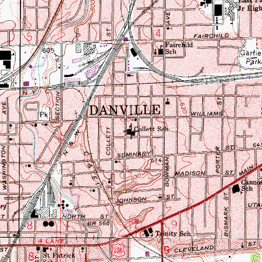 Topographic Map of Collett School, IL