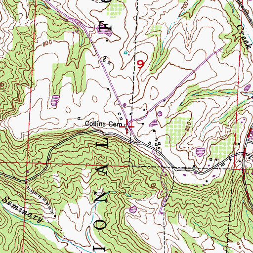 Topographic Map of Collins Cemetery, IL