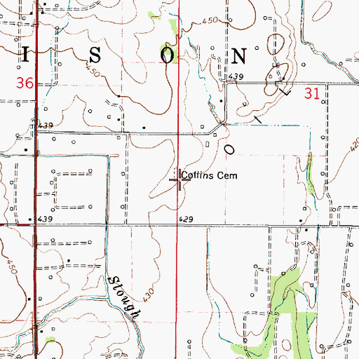Topographic Map of Collins Cemetery, IL