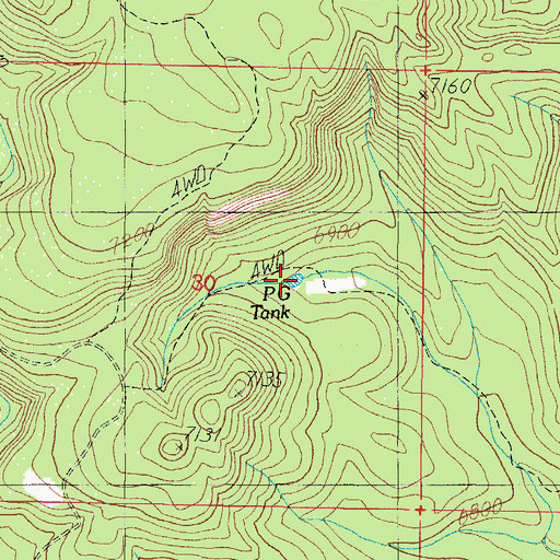 Topographic Map of PG Tank, AZ
