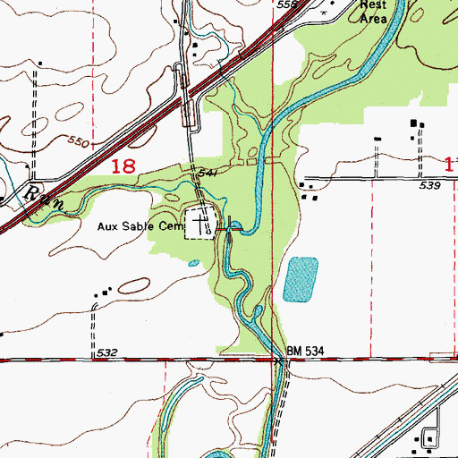 Topographic Map of Collins Run, IL