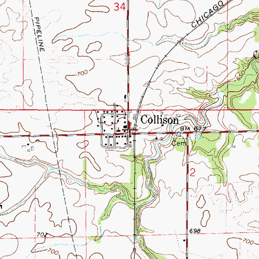 Topographic Map of Collison, IL
